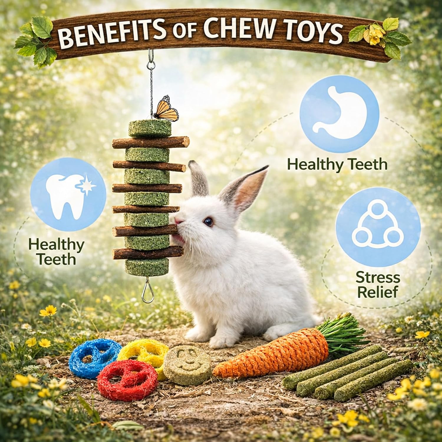 Natural Small Animal Chew Toys - Hình 2