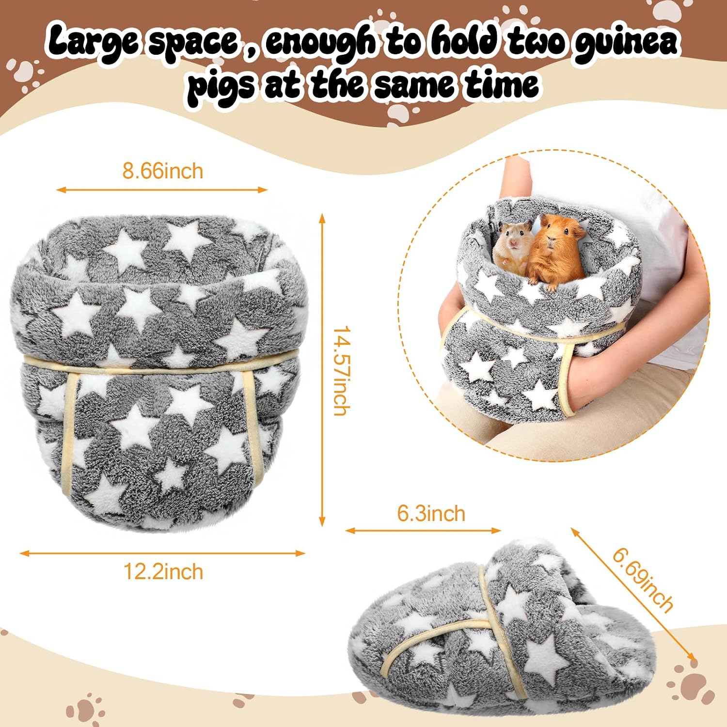 Cozy Star-Patterned Guinea Pig Bed - Hình 2